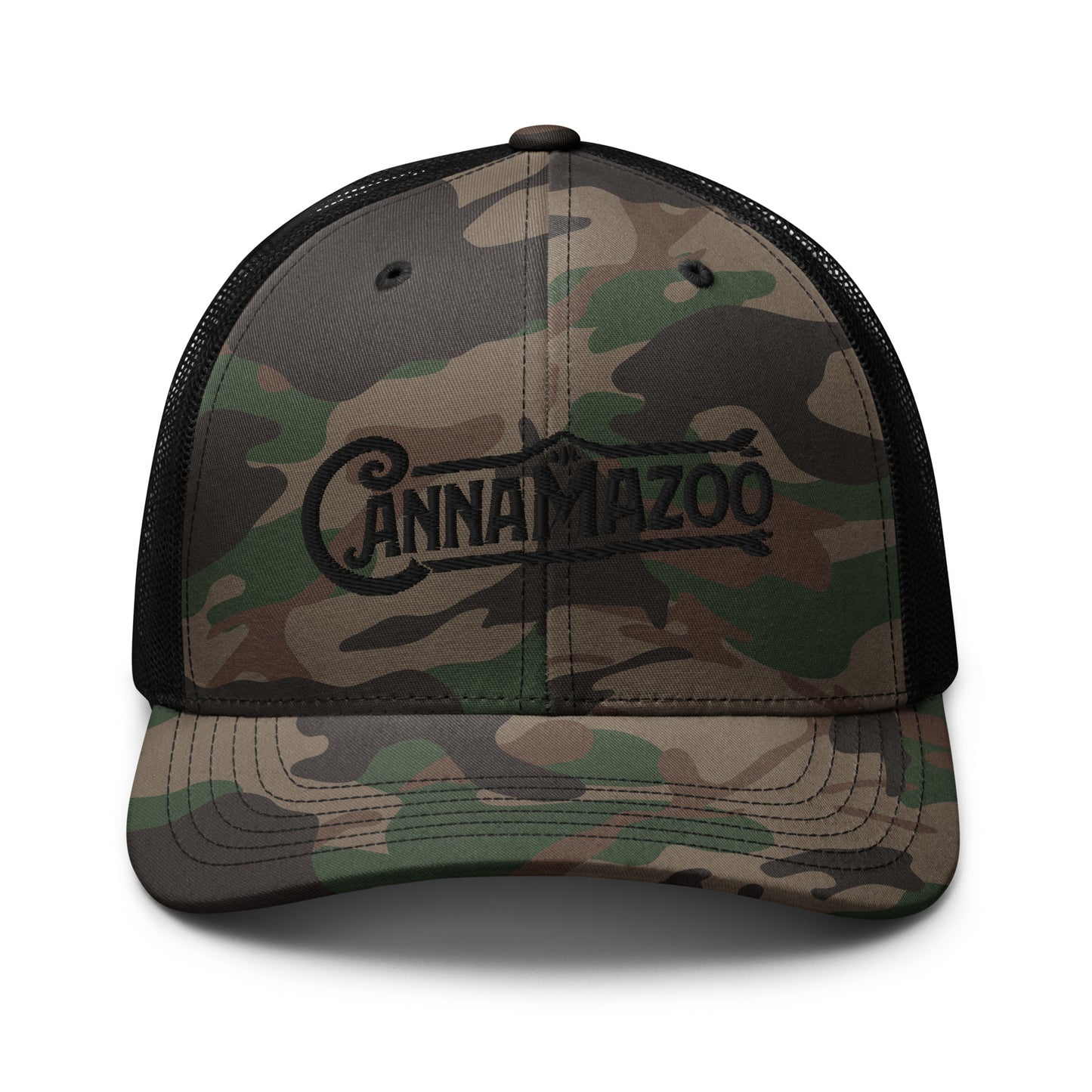 Cannamazoo Black Stitch Camouflage Trucker Hat