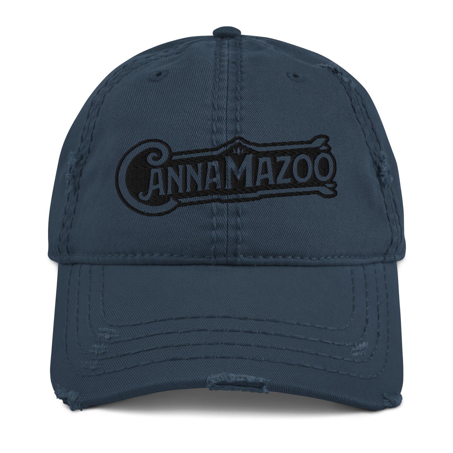 Cannamazoo Black Stitch Distressed Dad Hat