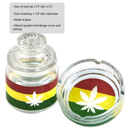 Ashtray set with Stash jar - LEAF DESIGN_1